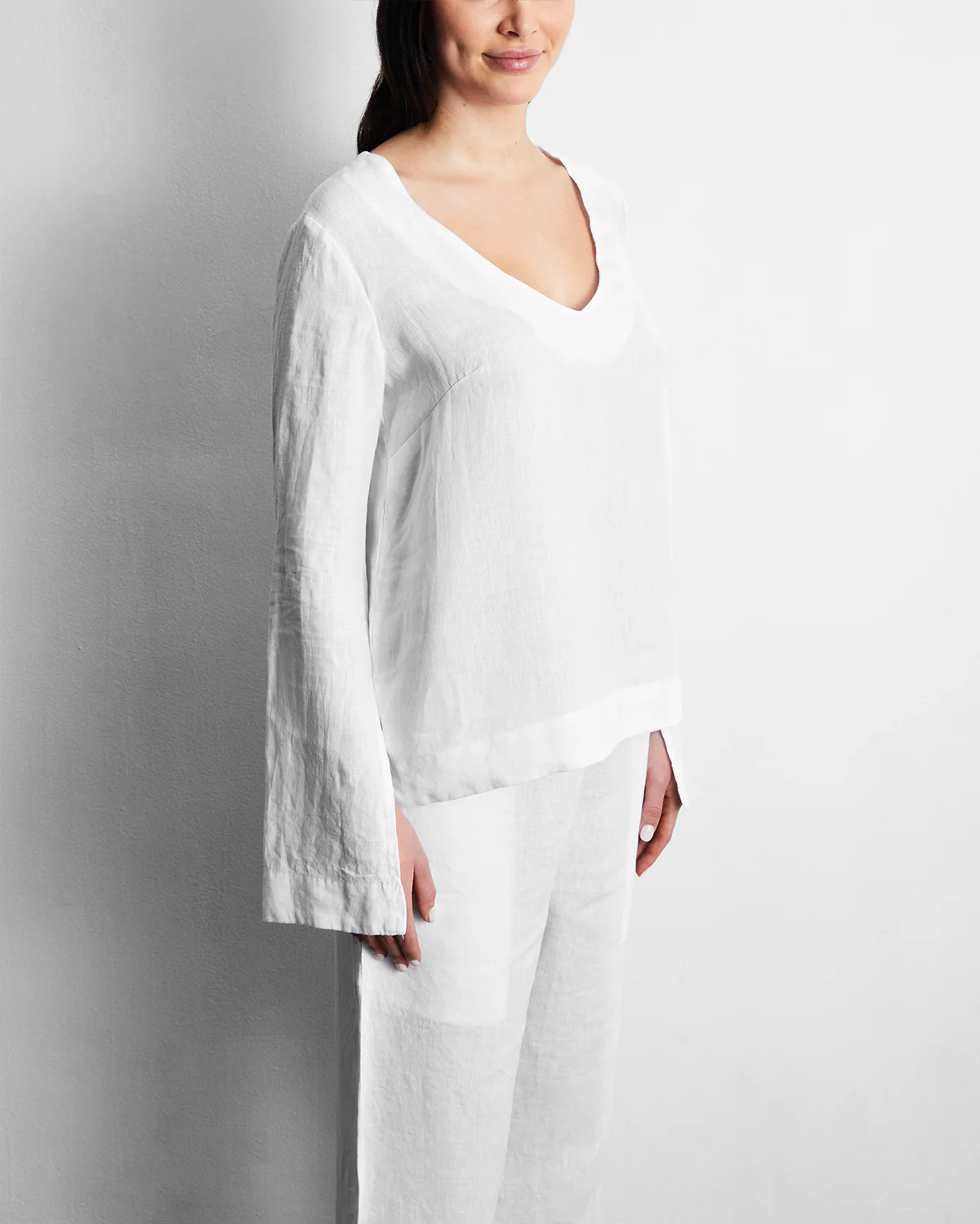 White 100% French Flax Linen Top - Image 2
