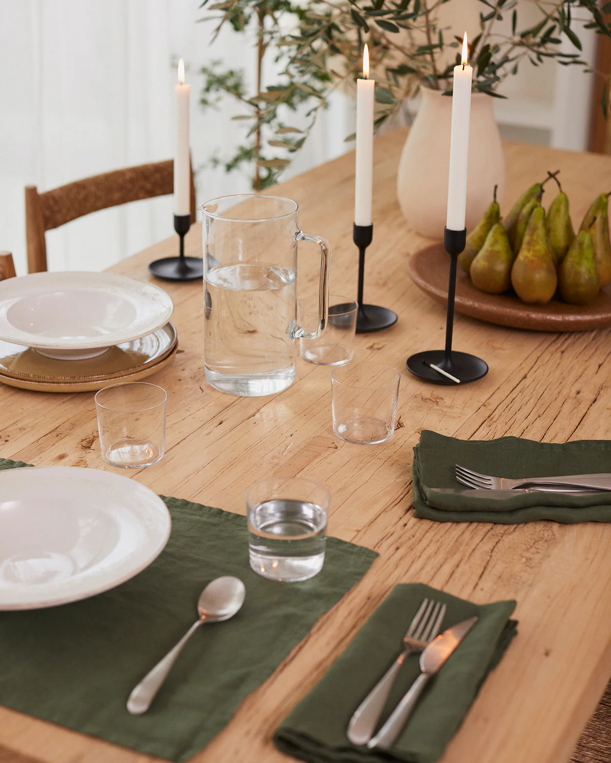 Olive 100% French Flax Linen Placemats (Set of Four) - Image 6