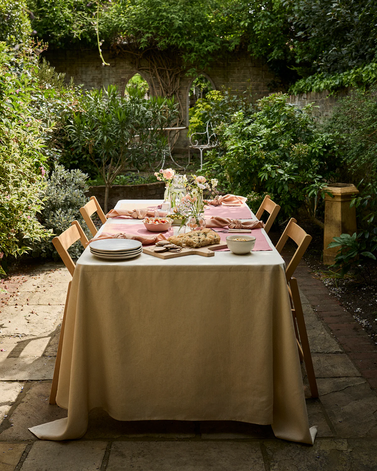 Oatmeal 100% French Flax Linen Tablecloth - Image 4