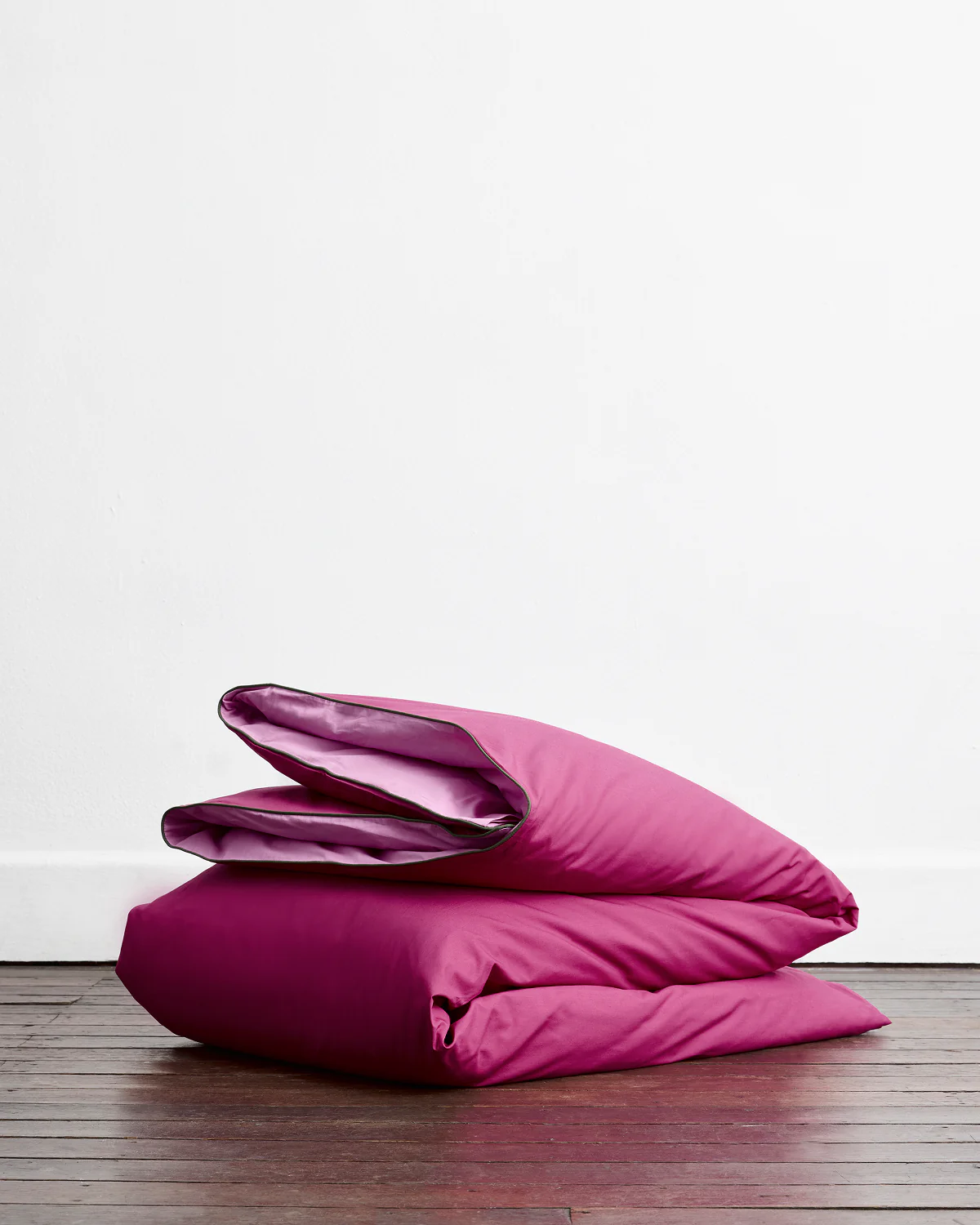 Berry, Bubblegum & Moss Piped 100% Organic Cotton Duvet Cover Set - Image 3