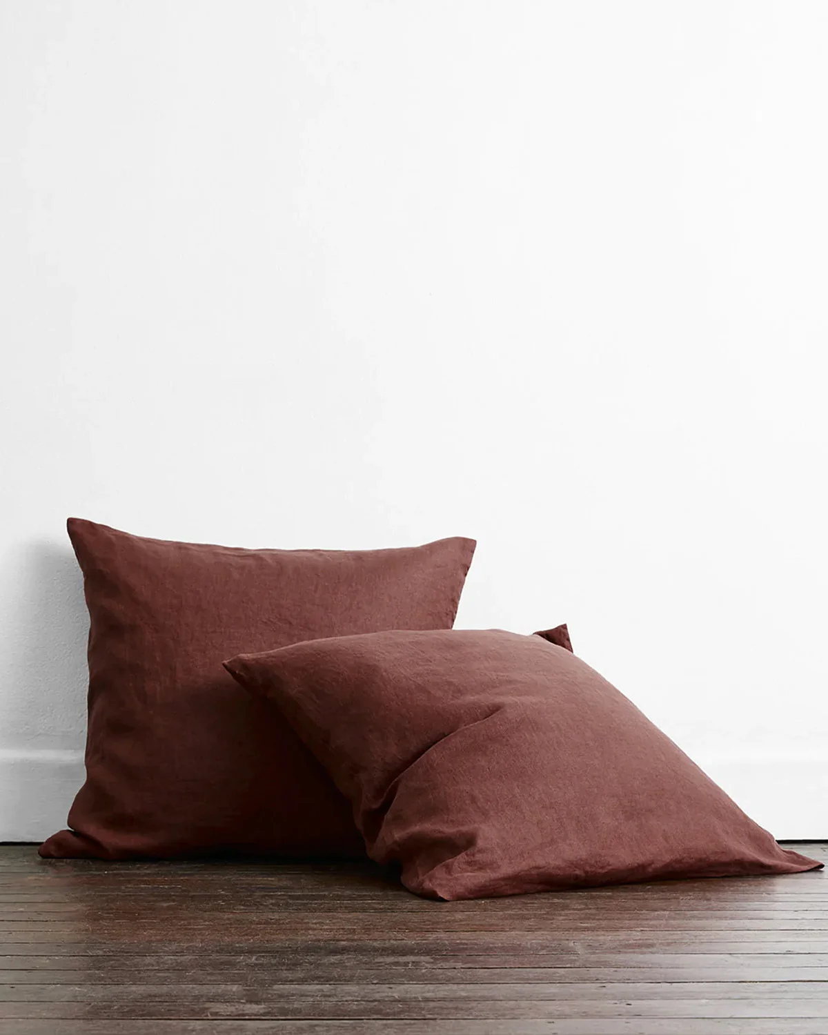 Cacao 100% French Flax Linen European Pillowcases (Set of Two)