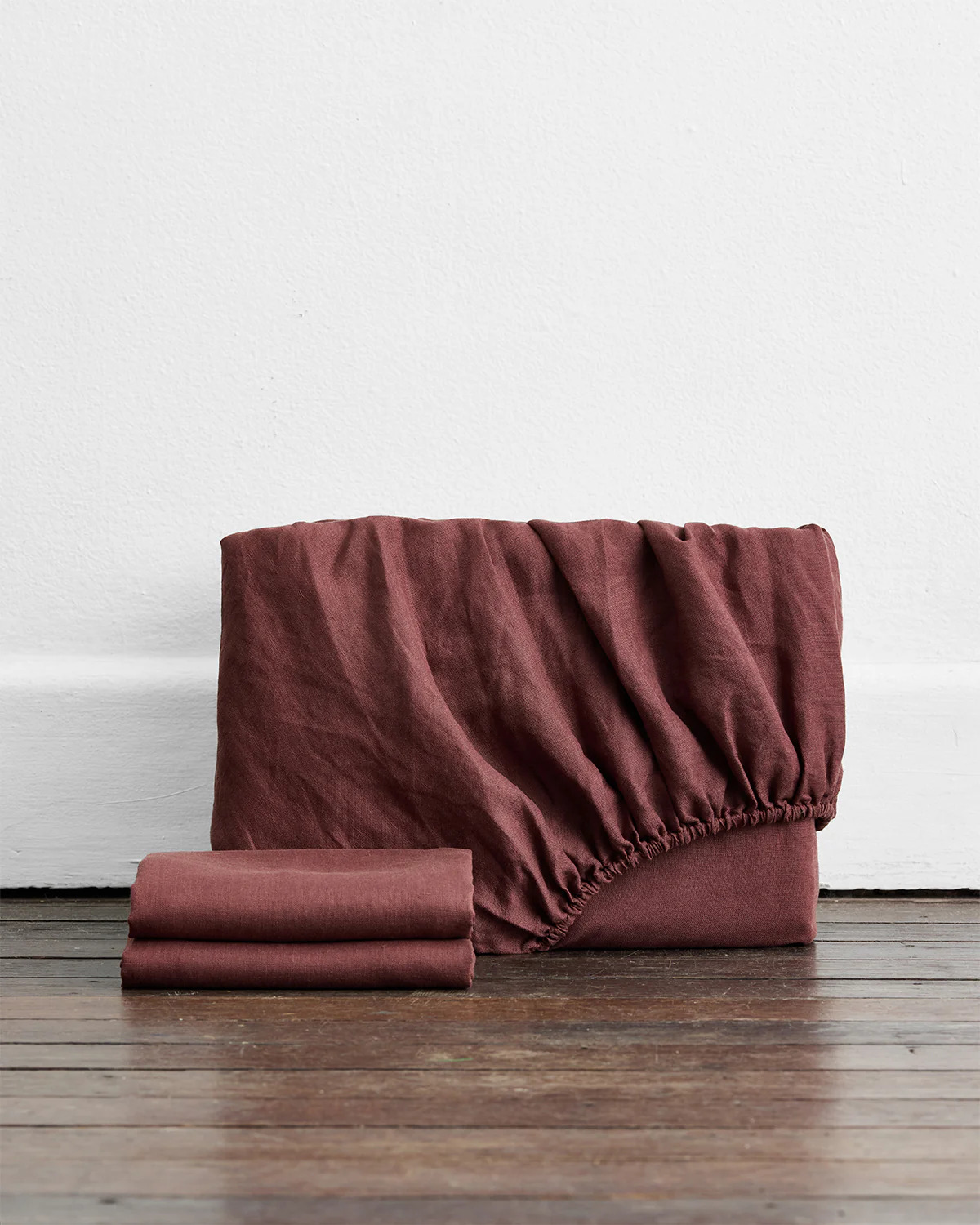 Cacao 100% French Flax Linen Fitted Sheet Set