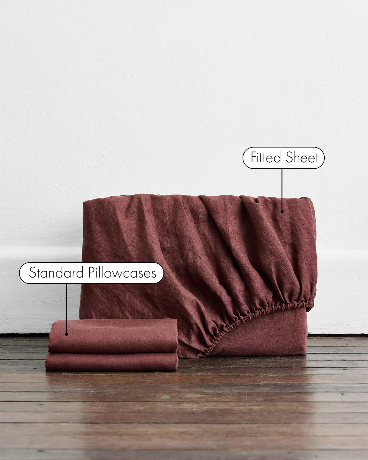 Cacao 100% French Flax Linen Fitted Sheet Set - Image 2
