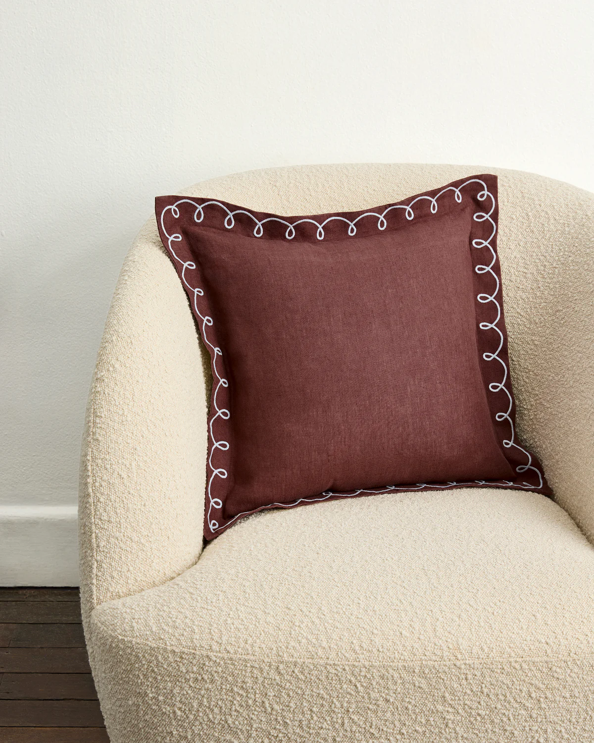 Cacao & Coast 100% French Flax Linen Swirl Cushion Cover - Image 2
