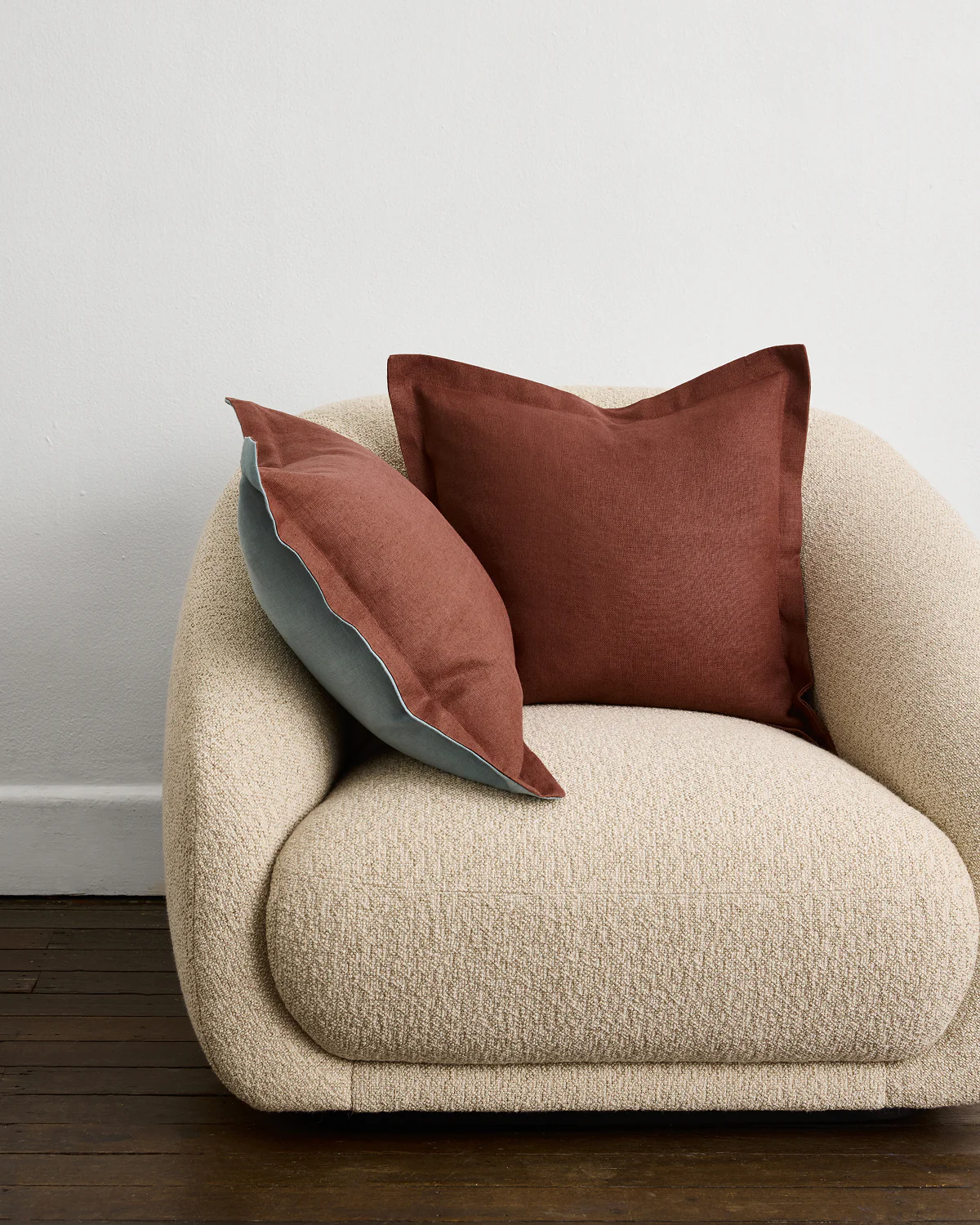Cacao & Lagoon 100% French Flax Linen Cushion Cover