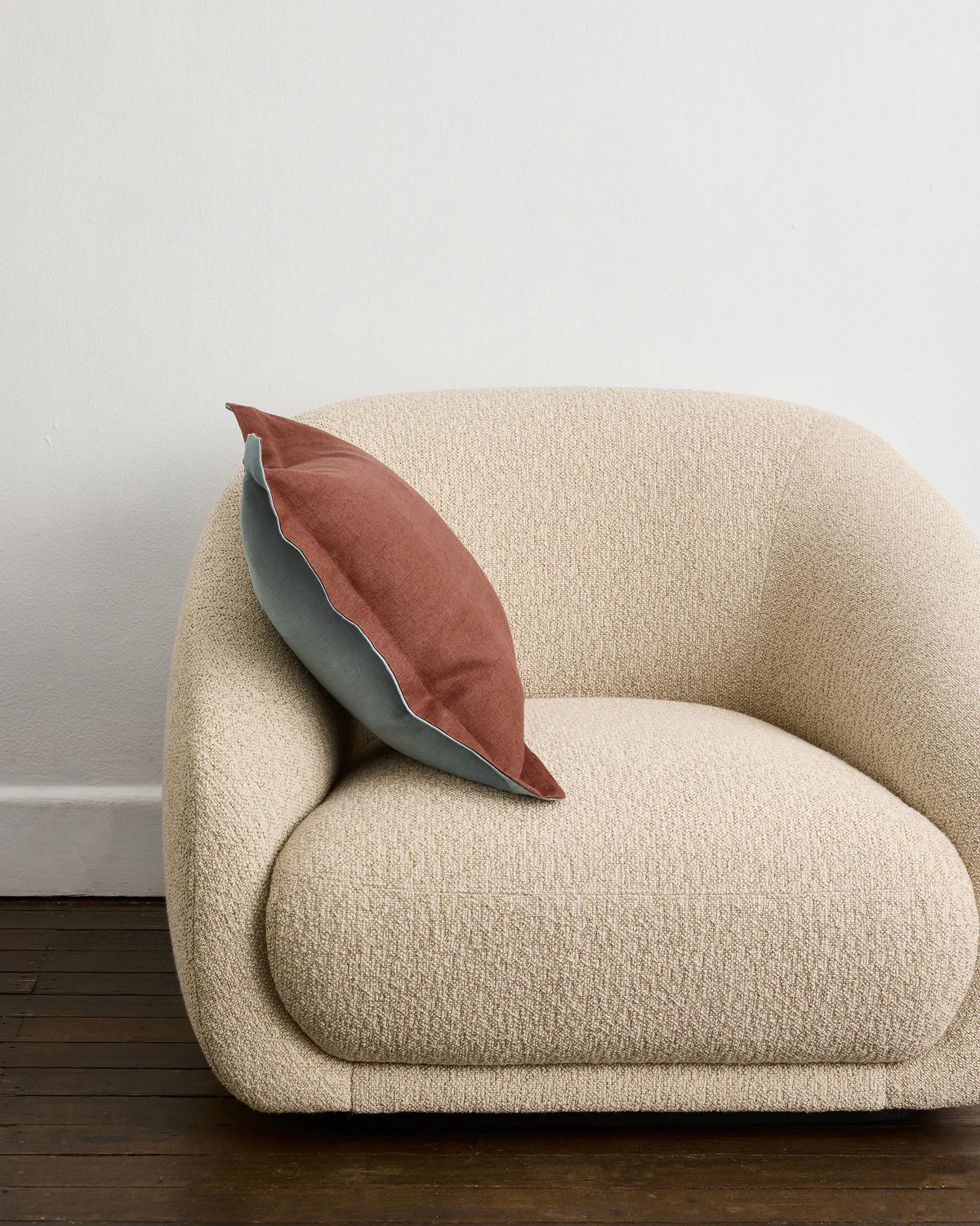 Cacao & Lagoon 100% French Flax Linen Cushion Cover - Image 2