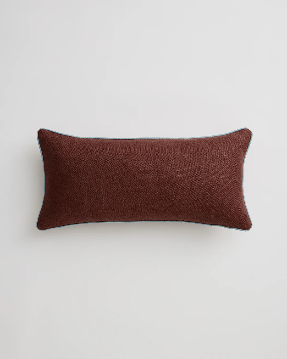 Cacao & Lagoon 100% French Flax Linen Piped Lumbar Cushion Cover