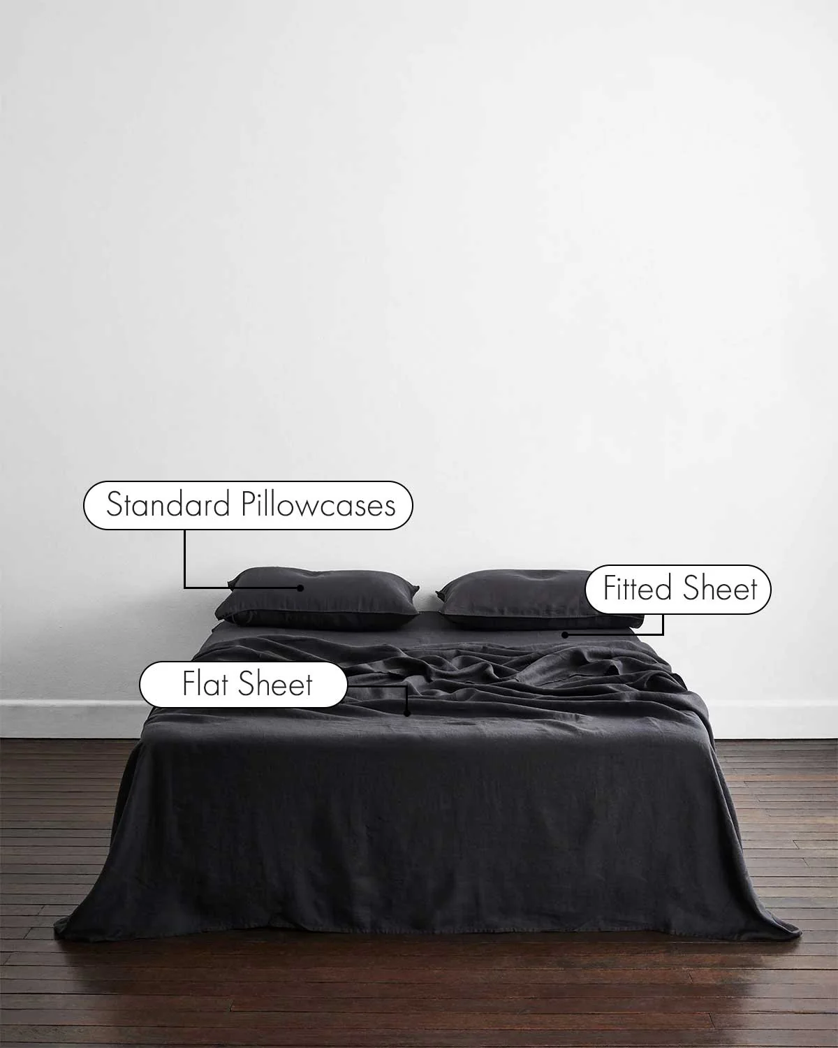 Charcoal 100% French Flax Linen Sheet Set - Image 2