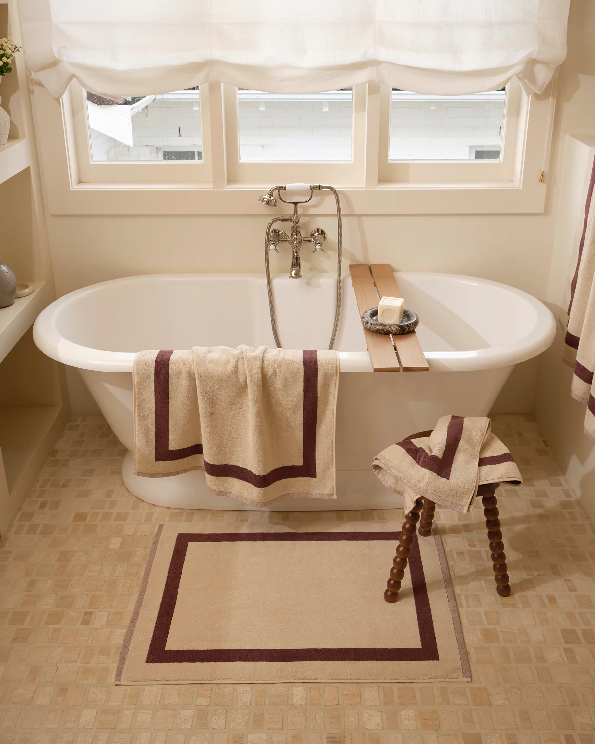 Crème & Cacao Two-Toned 100% Cotton Terry Bath Mat - Image 3