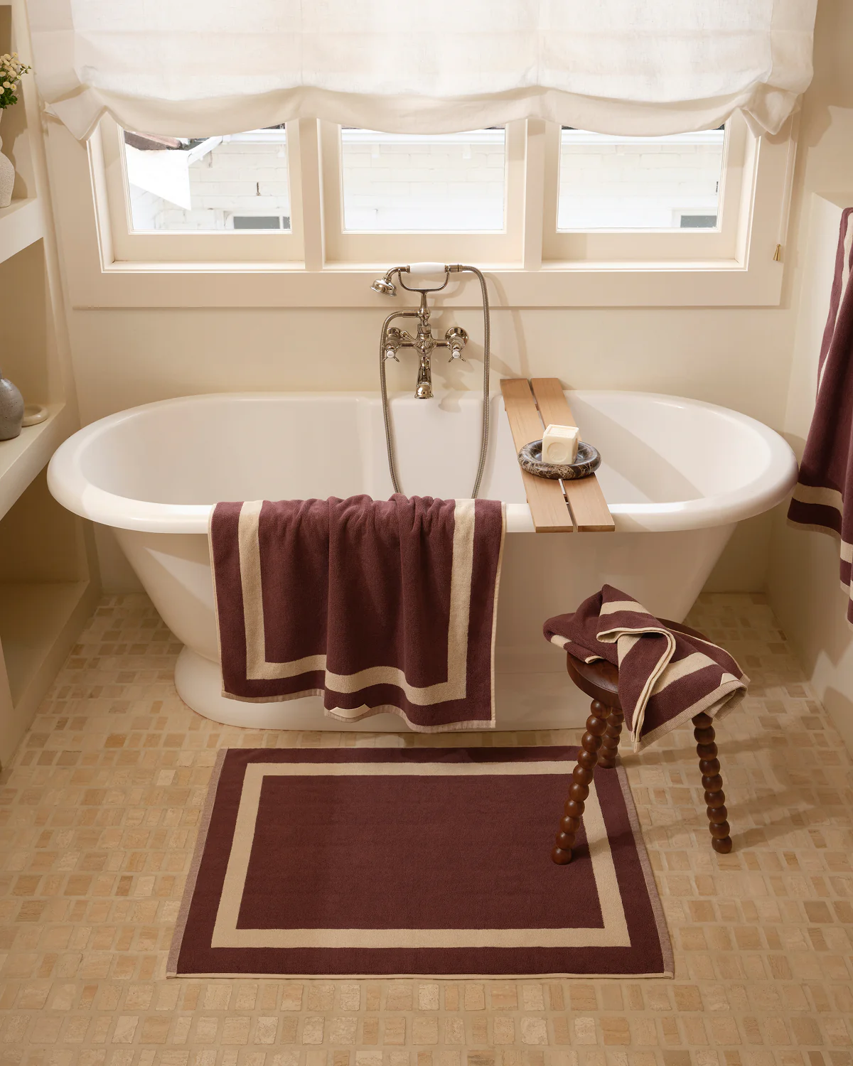 Crème & Cacao Two-Toned 100% Cotton Terry Bath Mat - Image 4