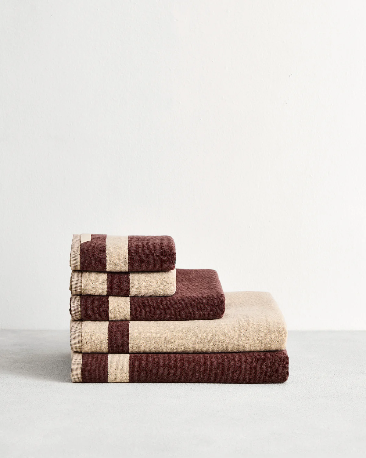 Crème & Cacao Two-Toned 100% Cotton Terry Bath Sheet Bundle