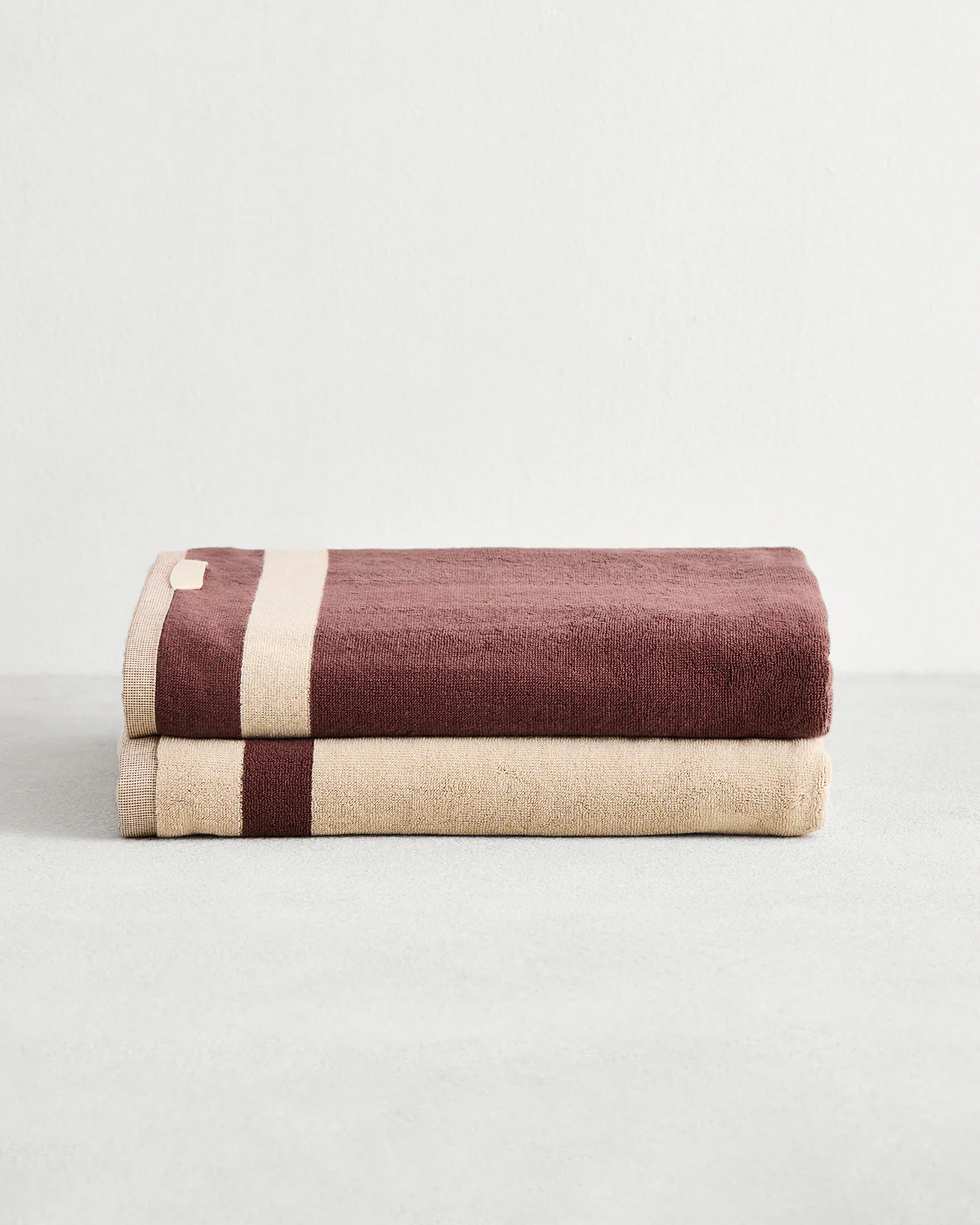 Crème & Cacao Two-Toned 100% Cotton Terry Bath Sheets (Set of Two)