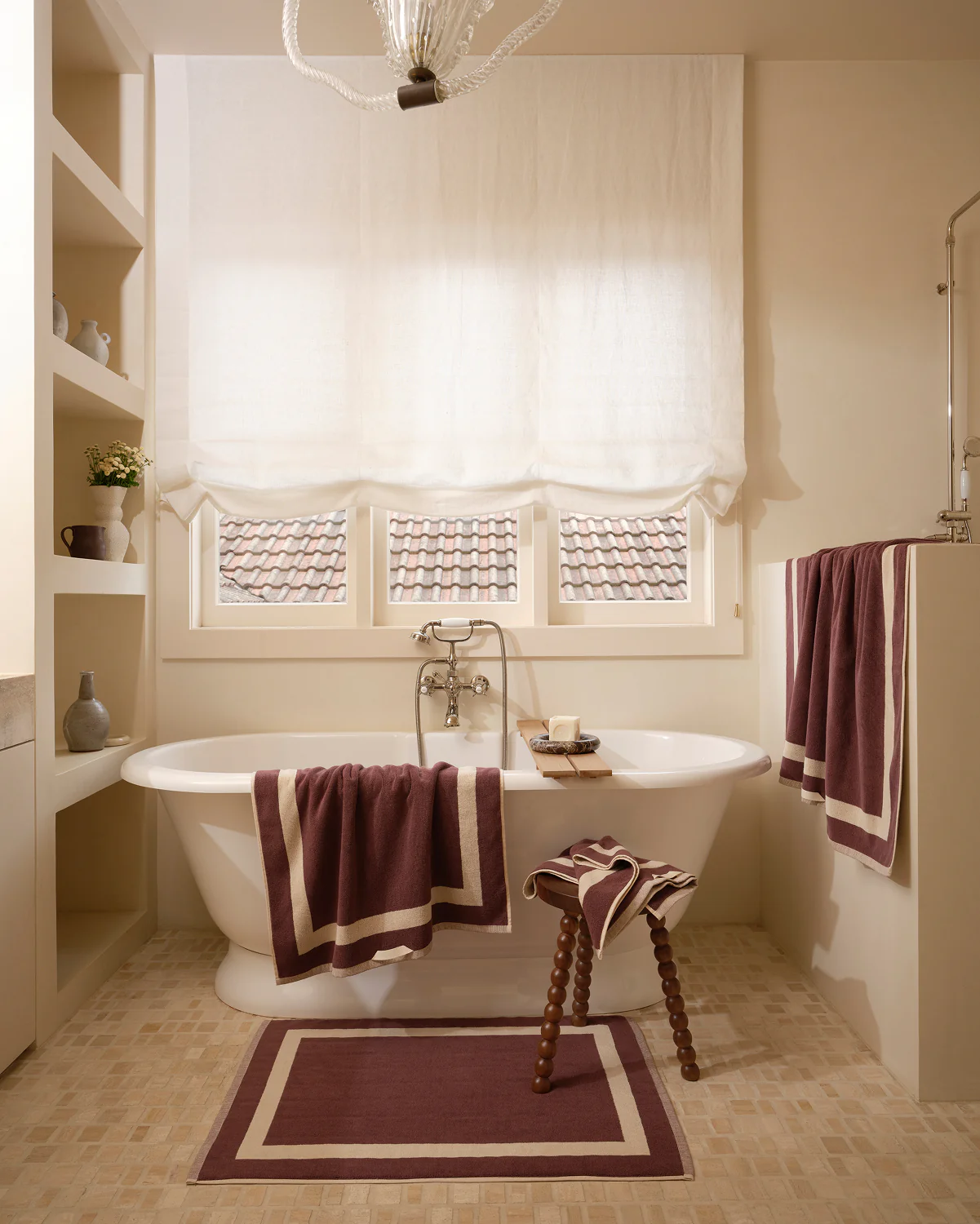 Crème & Cacao Two-Toned 100% Cotton Terry Bath Towels (Set of Two) - Image 3