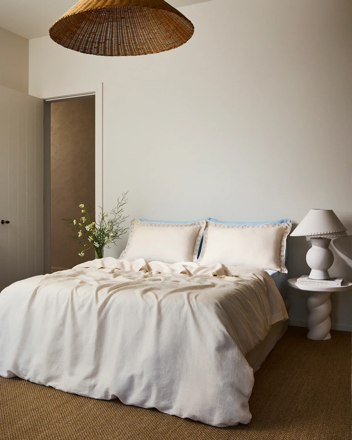 Crème & Coast 100% French Flax Linen Swirl Pillowcases (Set of Two) - Image 2
