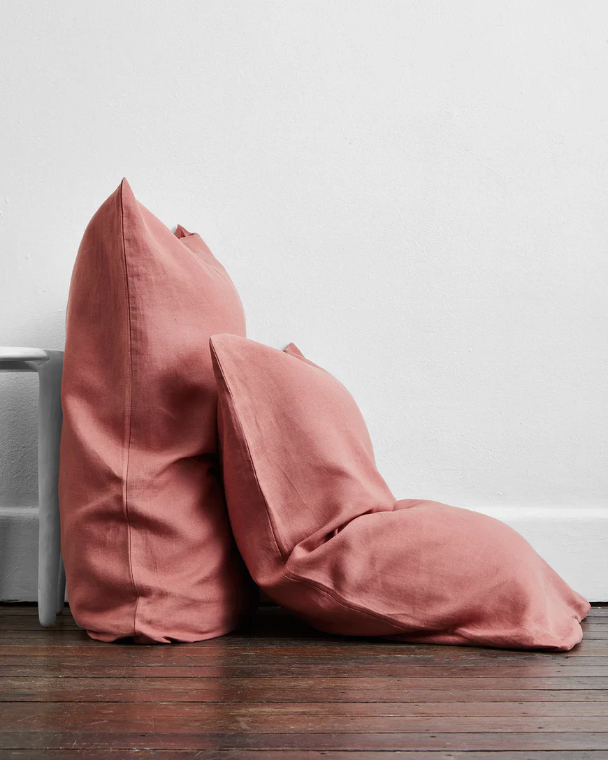 Crème, Pink Clay & Terracotta 100% French Flax Linen Bedding Bundle - Image 6