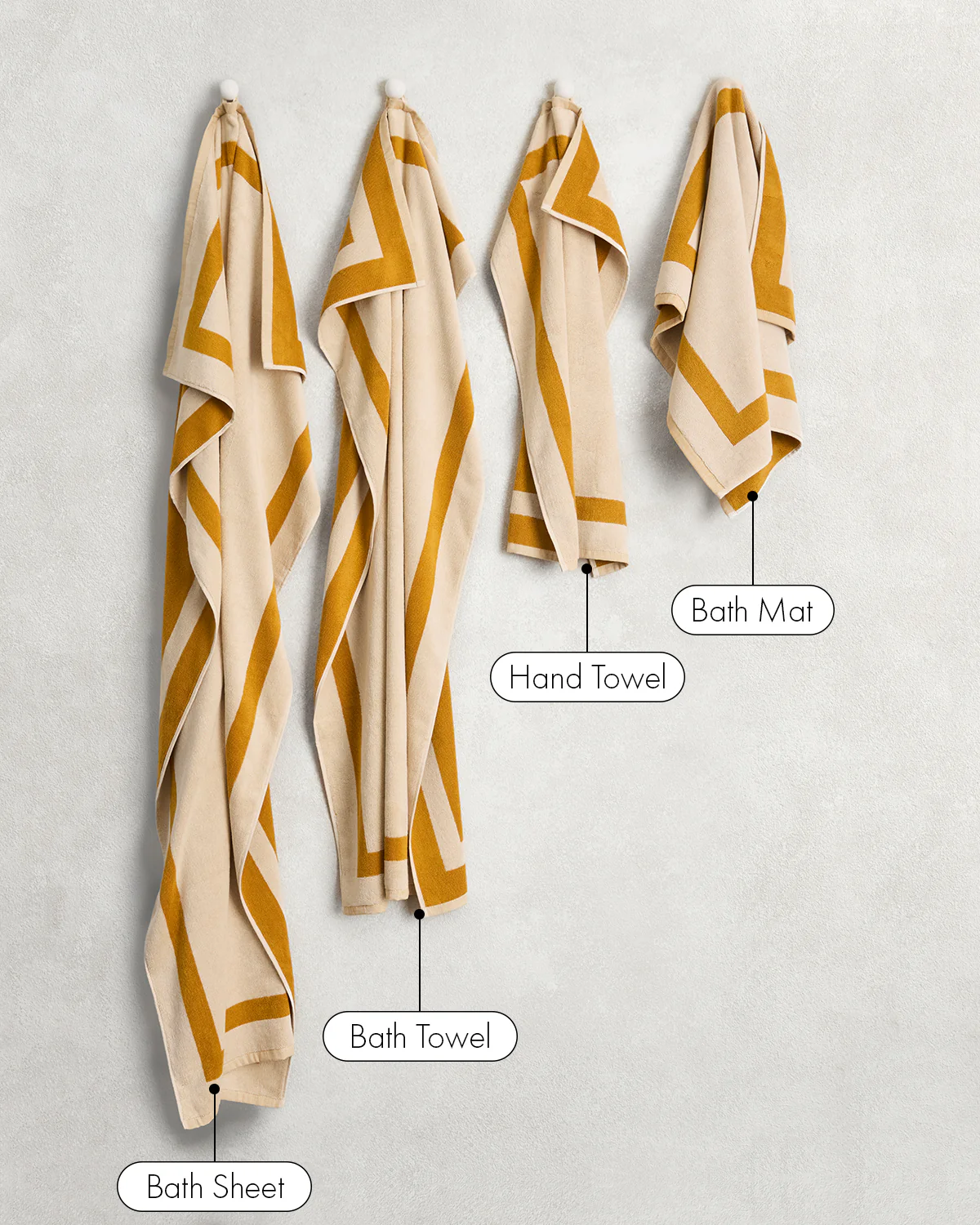 Crème & Turmeric Two-Toned 100% Cotton Terry Hand Towels (Set of Two) - Image 7