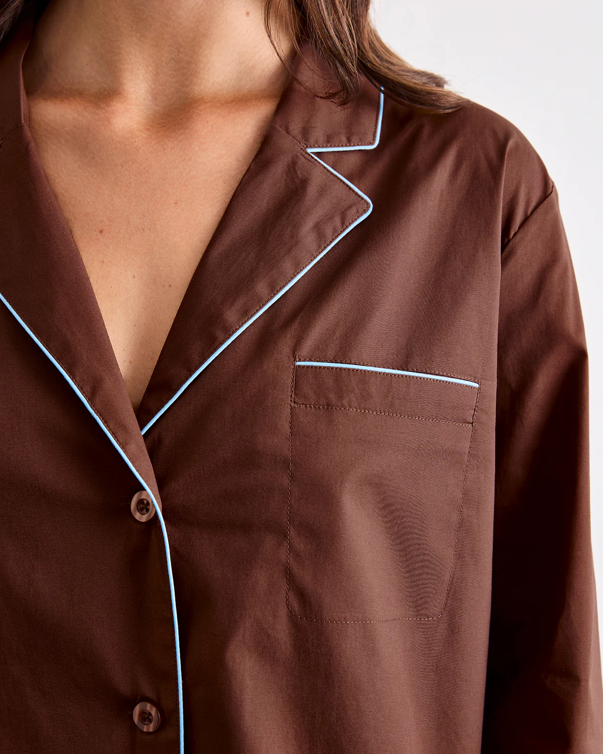 Espresso & Sky Piped Long Sleeve Shirt - Image 2