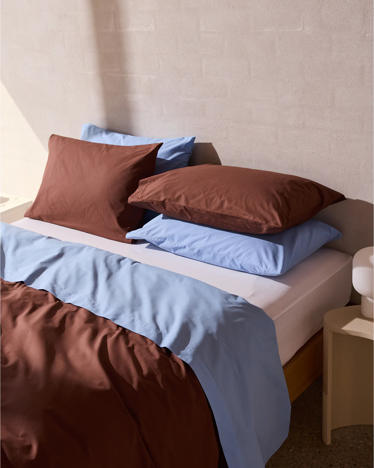 Espresso, Sky & Crisp White 100% Organic Cotton Bedding Bundle - Image 2