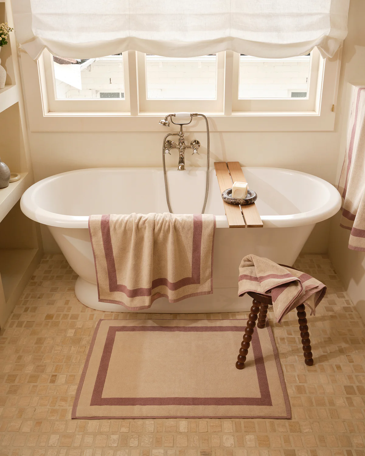 Lavender & Crème Two-Toned 100% Cotton Terry Bath Mat - Image 3