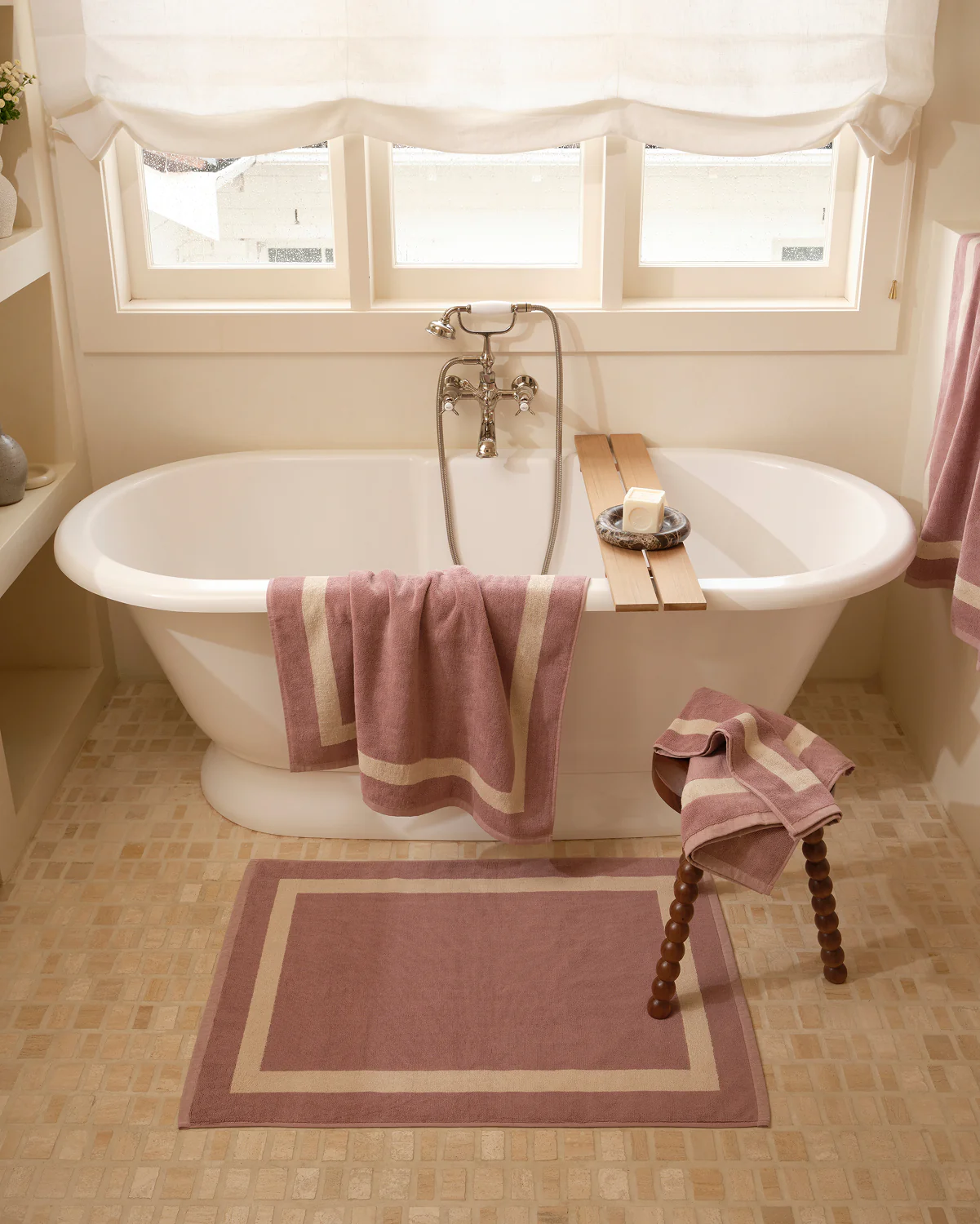 Lavender & Crème Two-Toned 100% Cotton Terry Bath Mat - Image 4