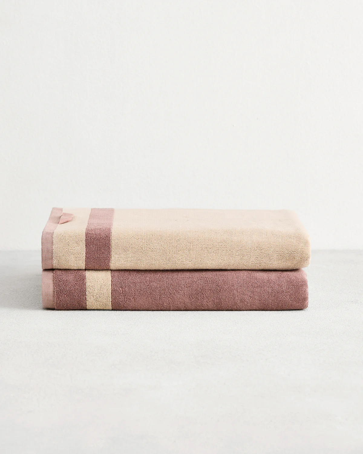 Lavender & Crème Two-Toned 100% Cotton Terry Bath Sheets (Set of Two)