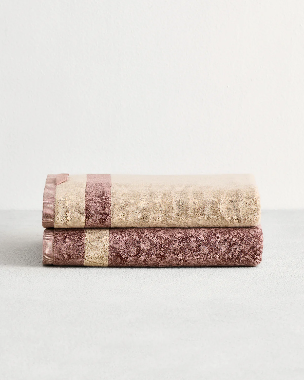 Lavender & Crème Two-Toned 100% Cotton Terry Bath Towels (Set of Two)