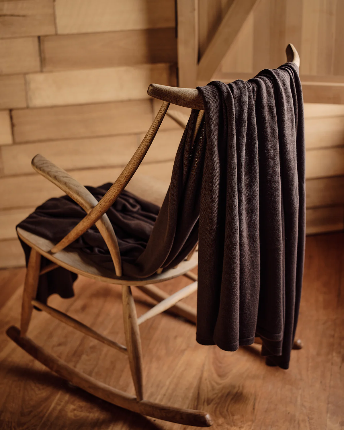 Mocha Cotton & Wool Mix Blanket - Image 4