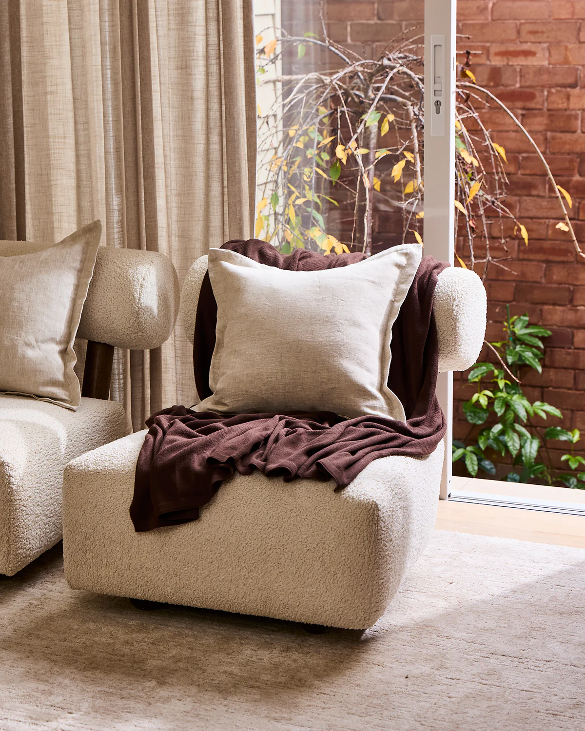 Mocha Cotton & Wool Mix Blanket - Image 5