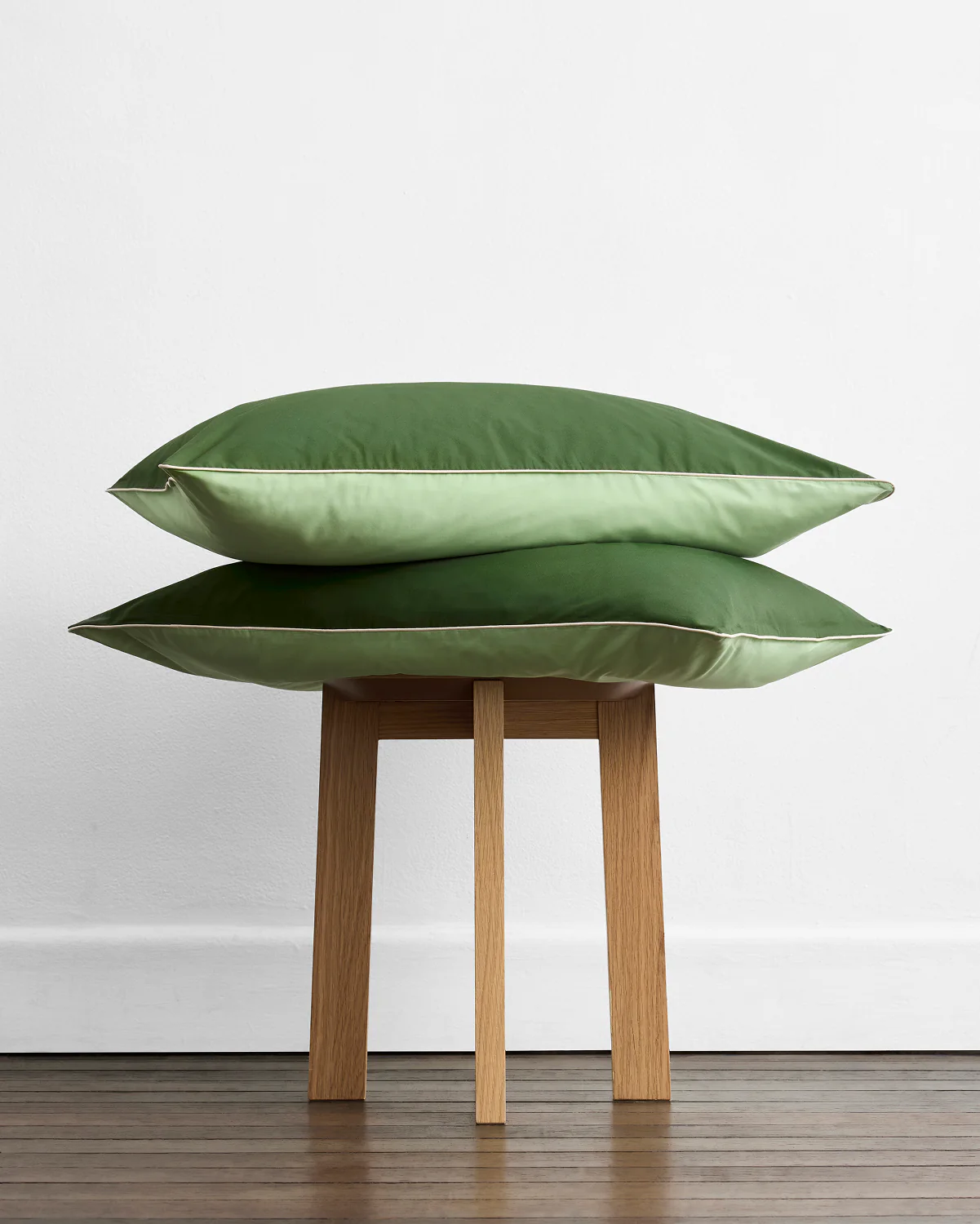 Moss, Apple & Vanilla Piped 100% Organic Cotton Pillowcases (Set of Two)