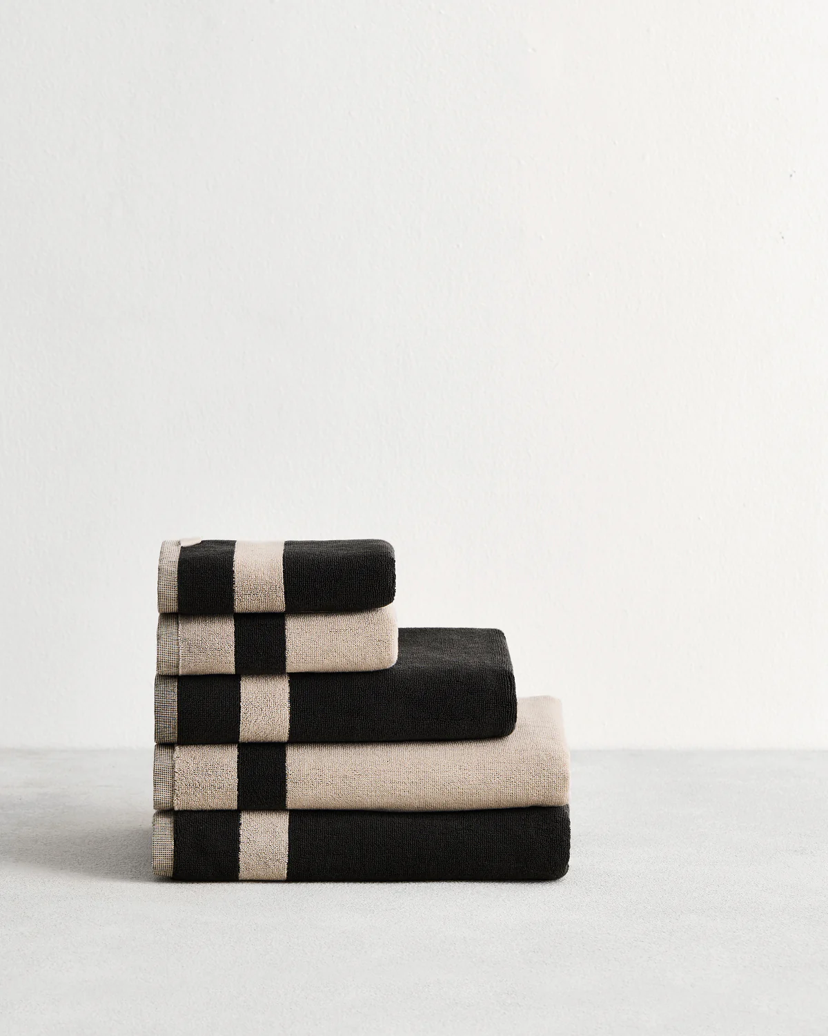 Oatmeal & Charcoal Two-Toned 100% Cotton Terry Bath Towel Bundle