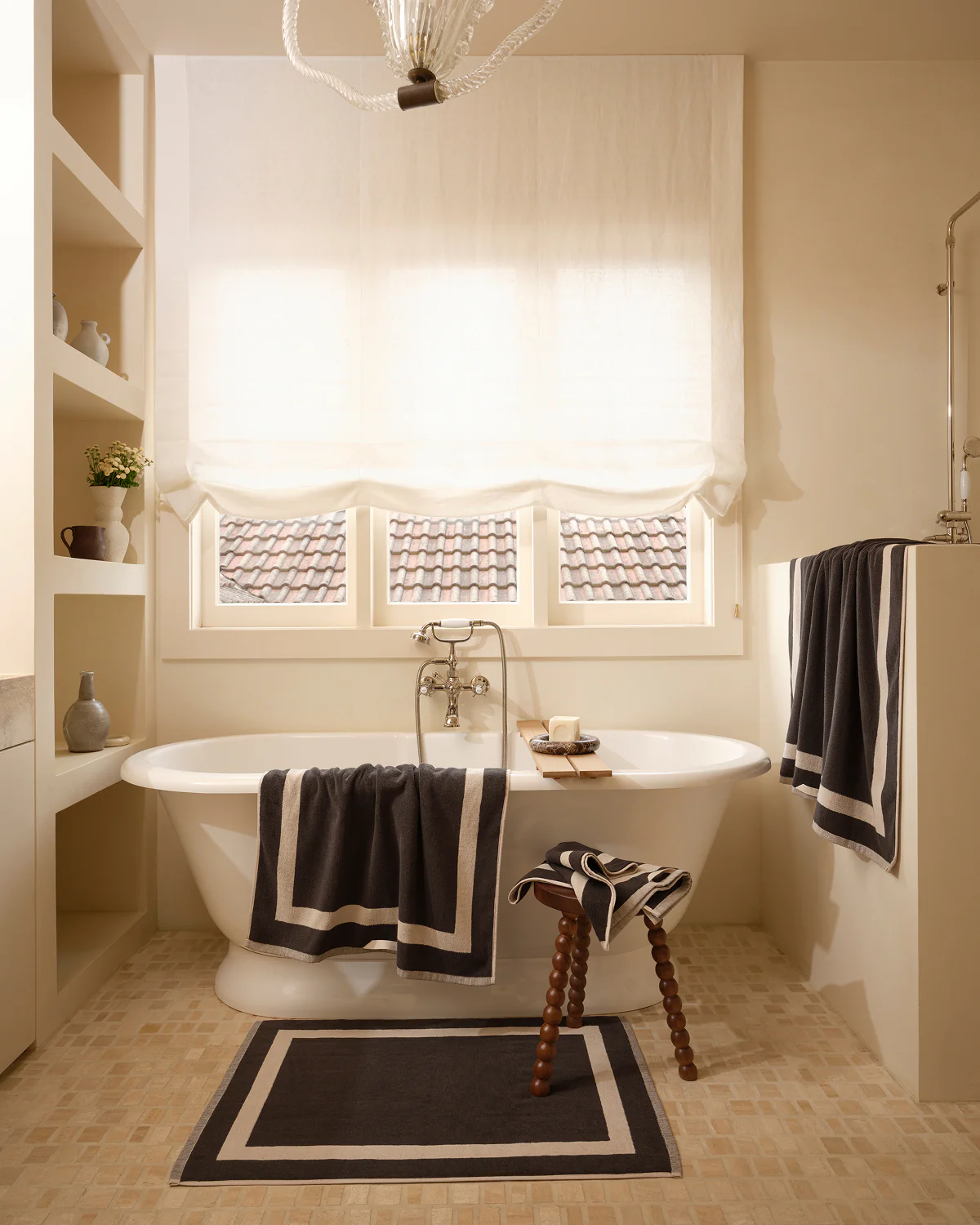 Oatmeal & Charcoal Two-Toned 100% Cotton Terry Bath Sheet Bundle - Image 3