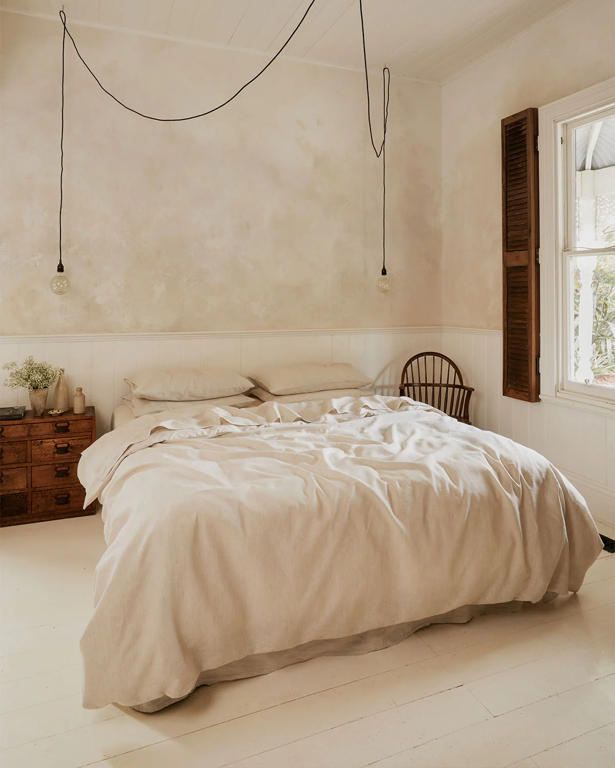 Oatmeal & White Stripe 100% French Flax Linen Fitted Sheet Set - Image 5