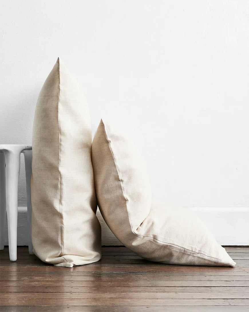 Olive & Oatmeal & White Stripe 100% French Flax Linen Bedding Bundle - Image 6