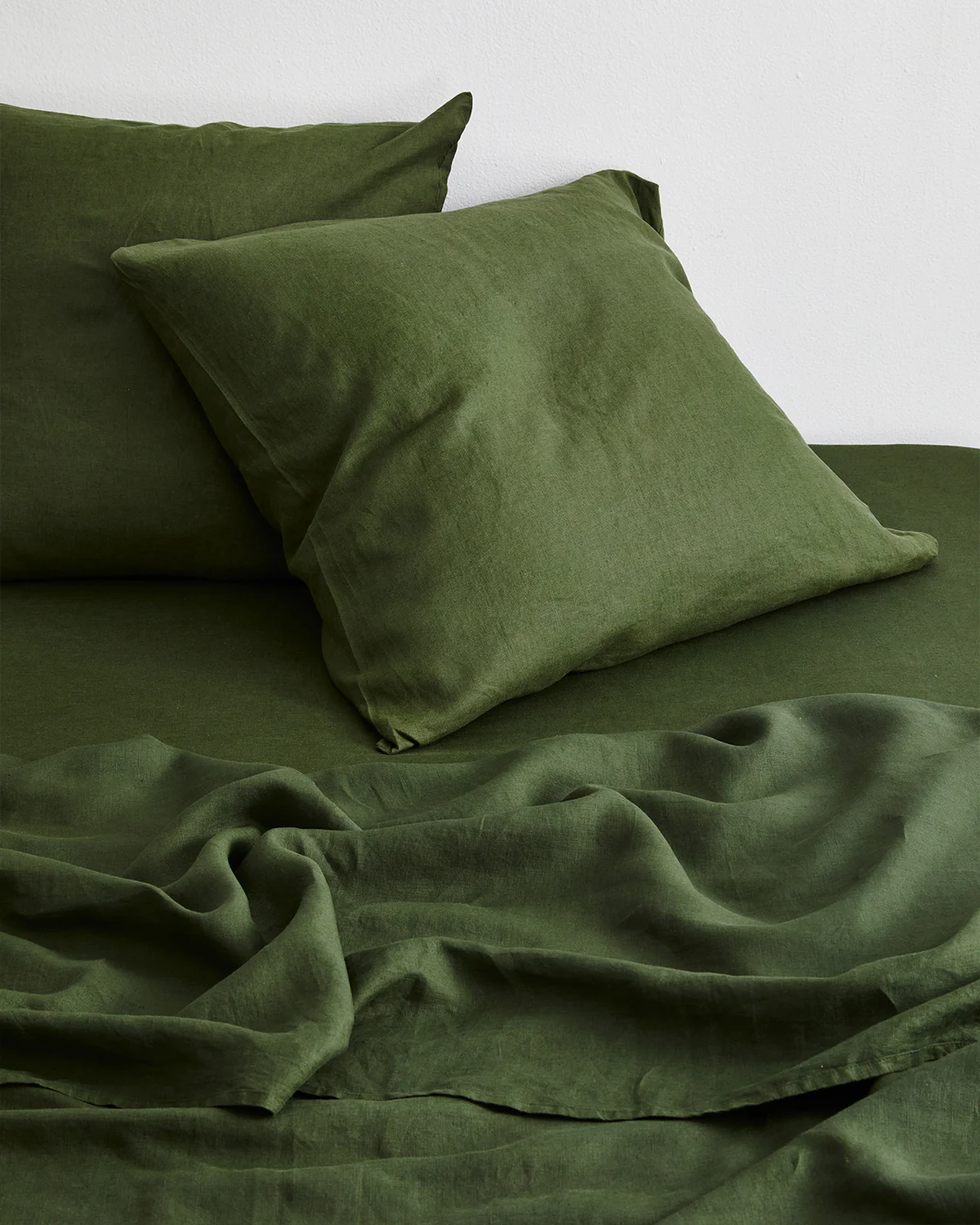 Olive 100% French Flax Linen European Pillowcases (Set of Two) - Image 2