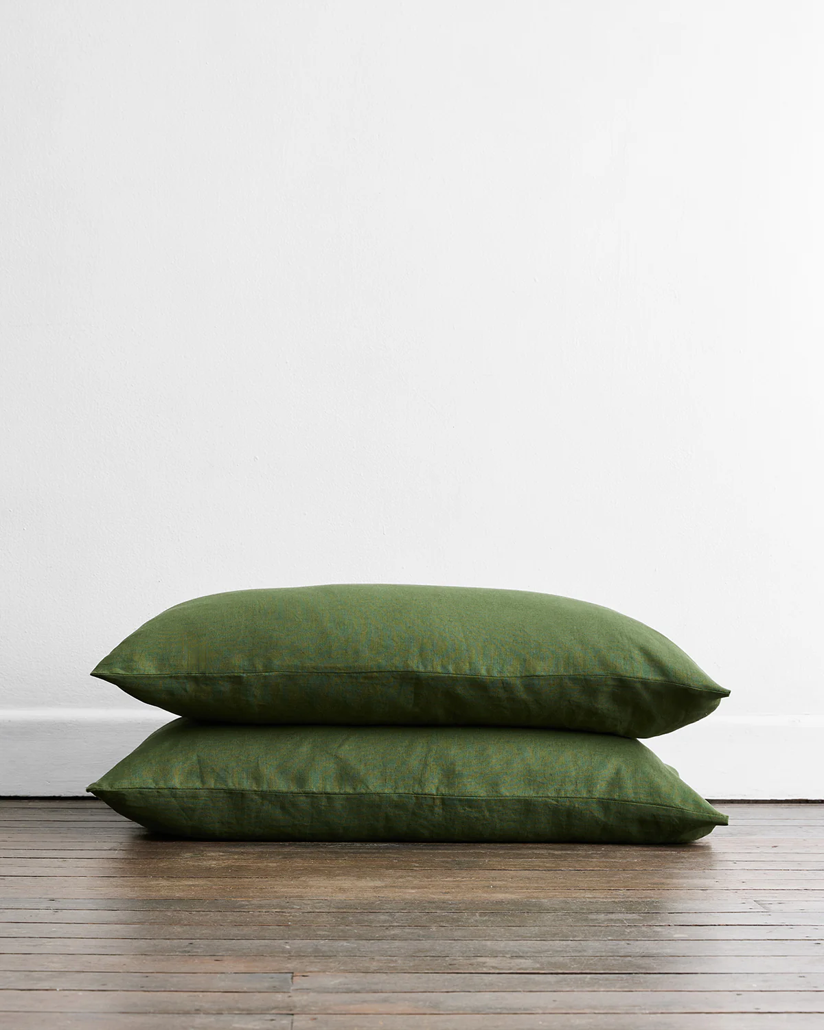 Olive 100% French Flax Linen King Pillowcases (Set of Two)