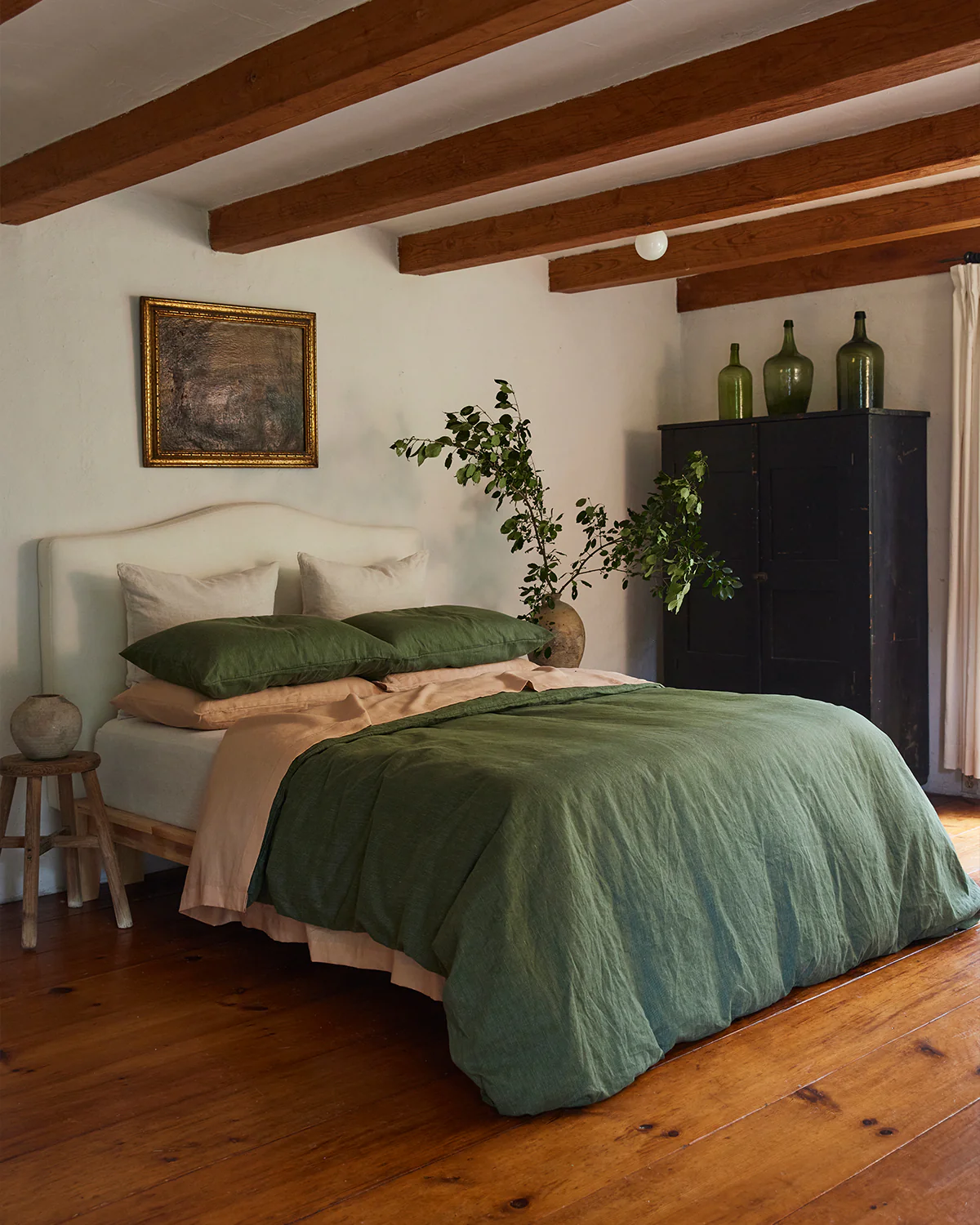 Olive Stripe 100% French Flax Linen King Pillowcases (Set of Two) - Image 3