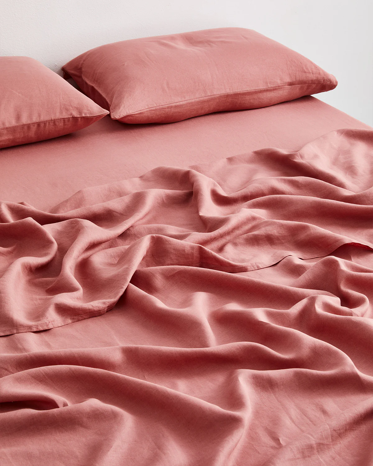 Pink Clay 100% French Flax Linen Flat Sheet - Image 2