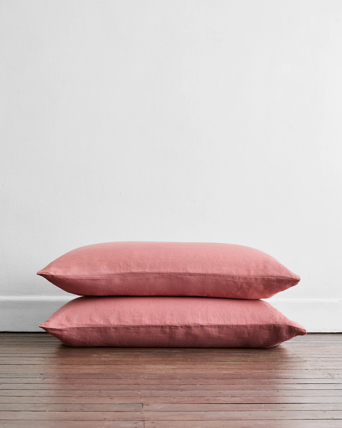Pink Clay 100% French Flax Linen King Pillowcases (Set of Two)