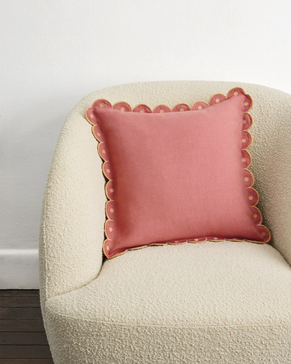 Pink Clay & Terracotta 100% French Flax Linen Arch Cushion Cover - Image 2