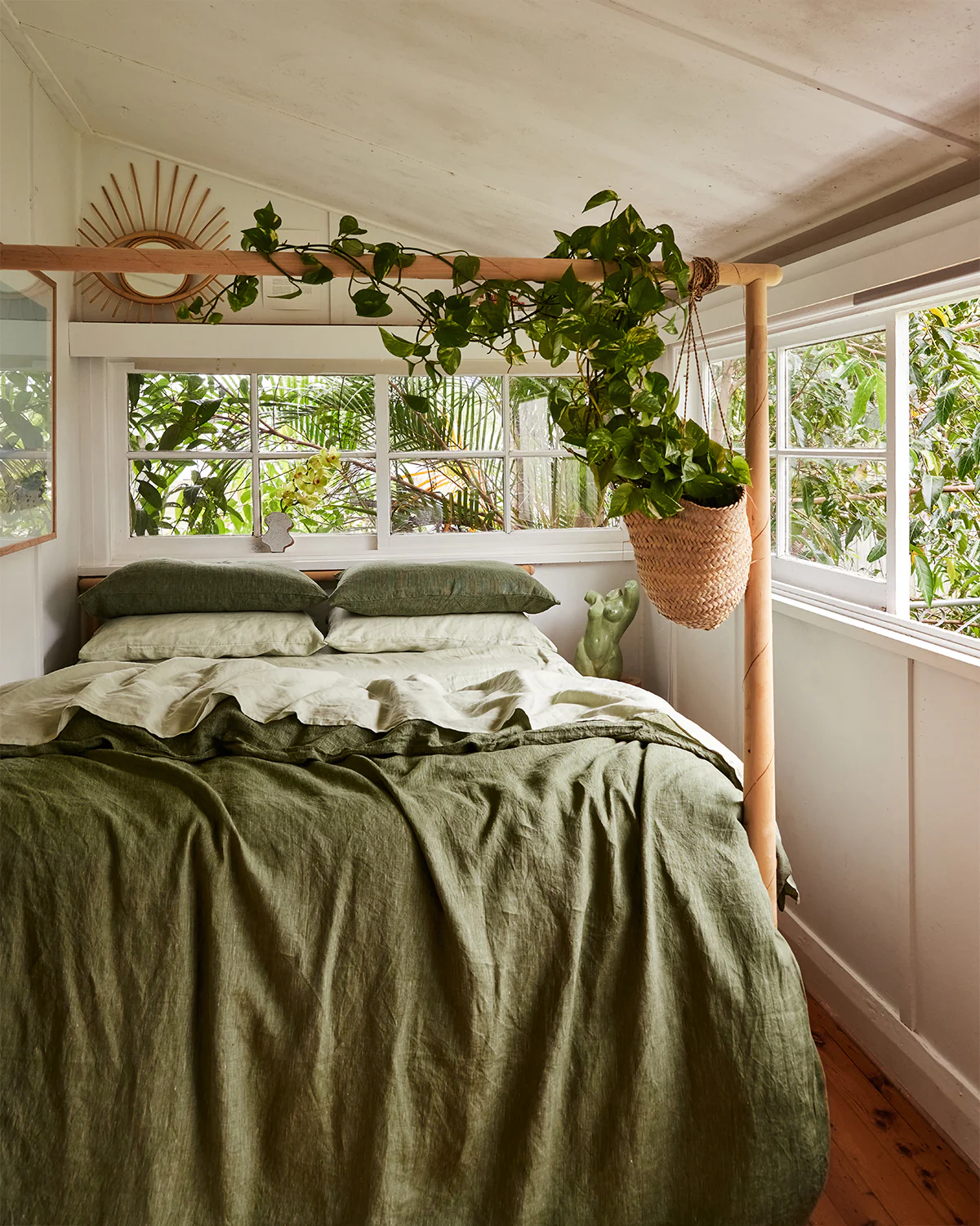 Sage 100% French Flax Linen Fitted Sheet - Image 5