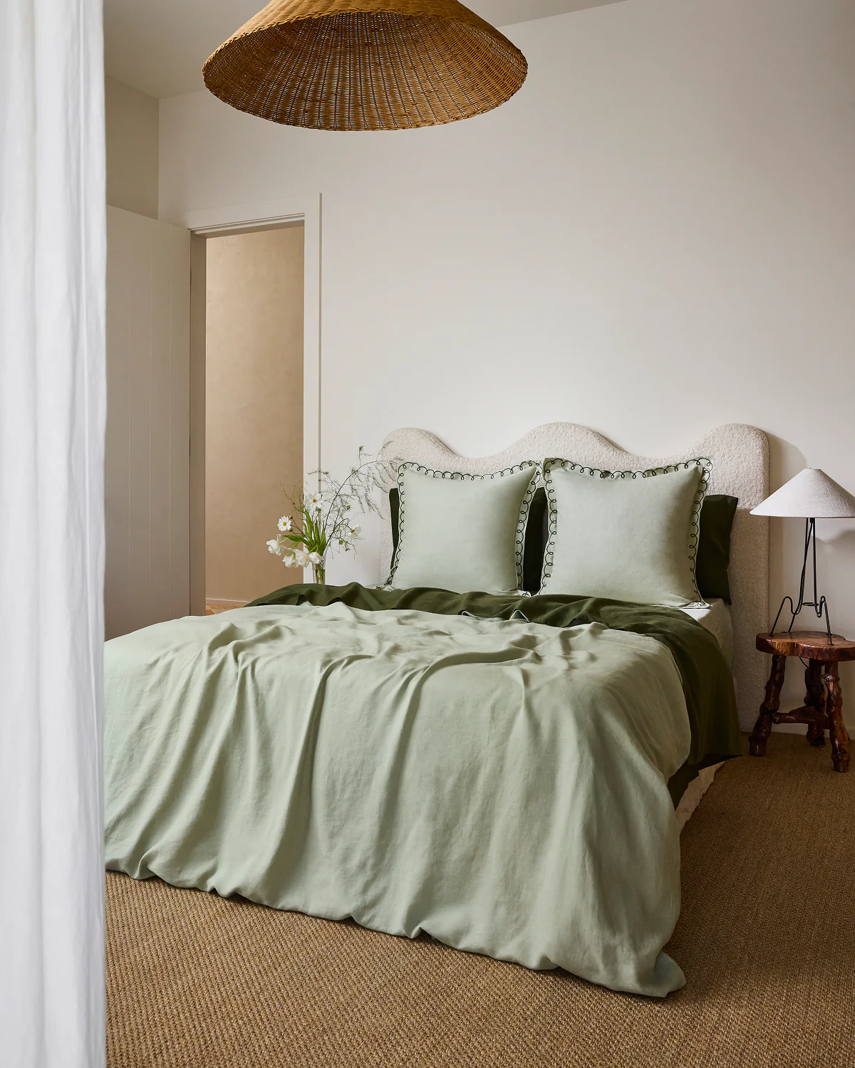 Sage & Olive 100% French Flax Linen Swirl European Pillowcases (Set of Two) - Image 2