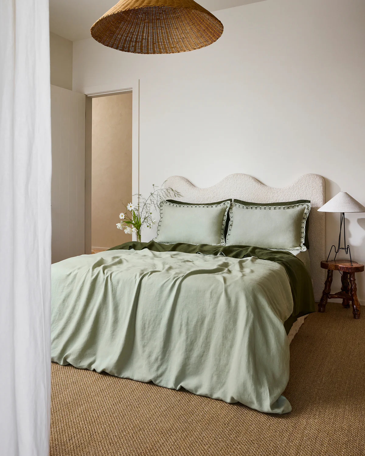 Sage & Olive 100% French Flax Linen Swirl Pillowcases (Set of Two) - Image 2