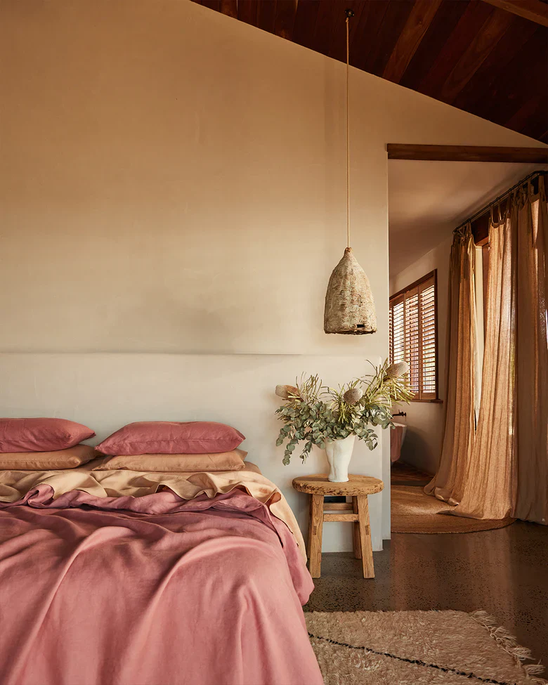 Terracotta 100% French Flax Linen Sheet Set - Image 4