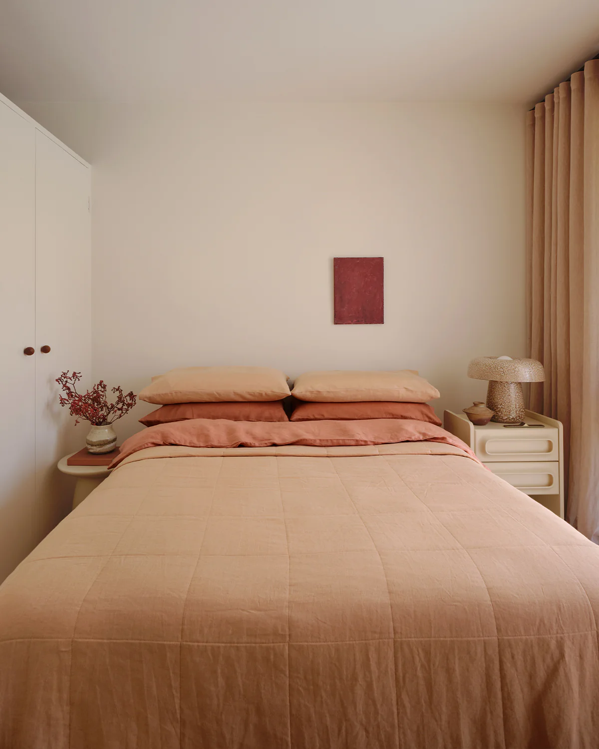 Terracotta & Hazelnut 100% French Flax Linen Quilt Set - Image 5