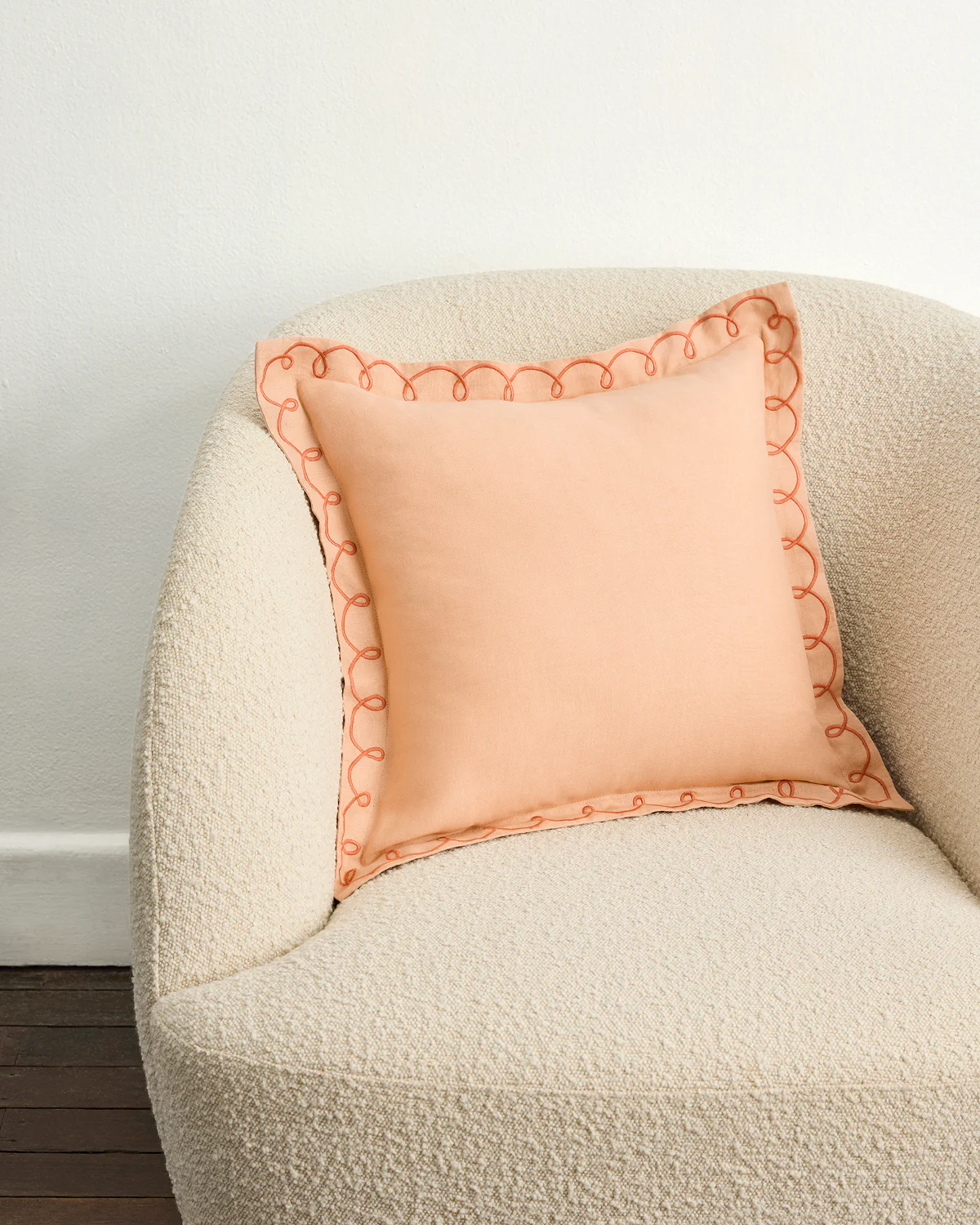 Terracotta & Pink Clay 100% French Flax Linen Swirl Cushion Cover - Image 2