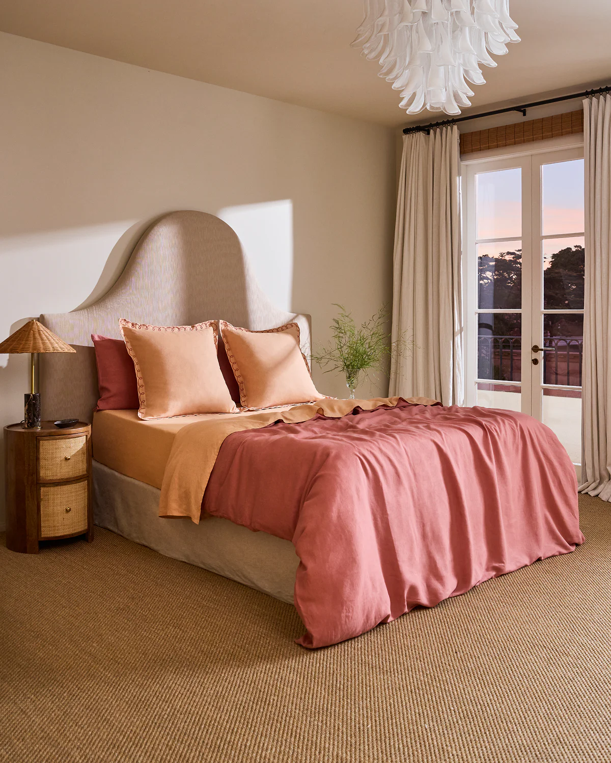 Terracotta & Pink Clay 100% French Flax Linen Swirl European Pillowcases (Set of Two) - Image 2