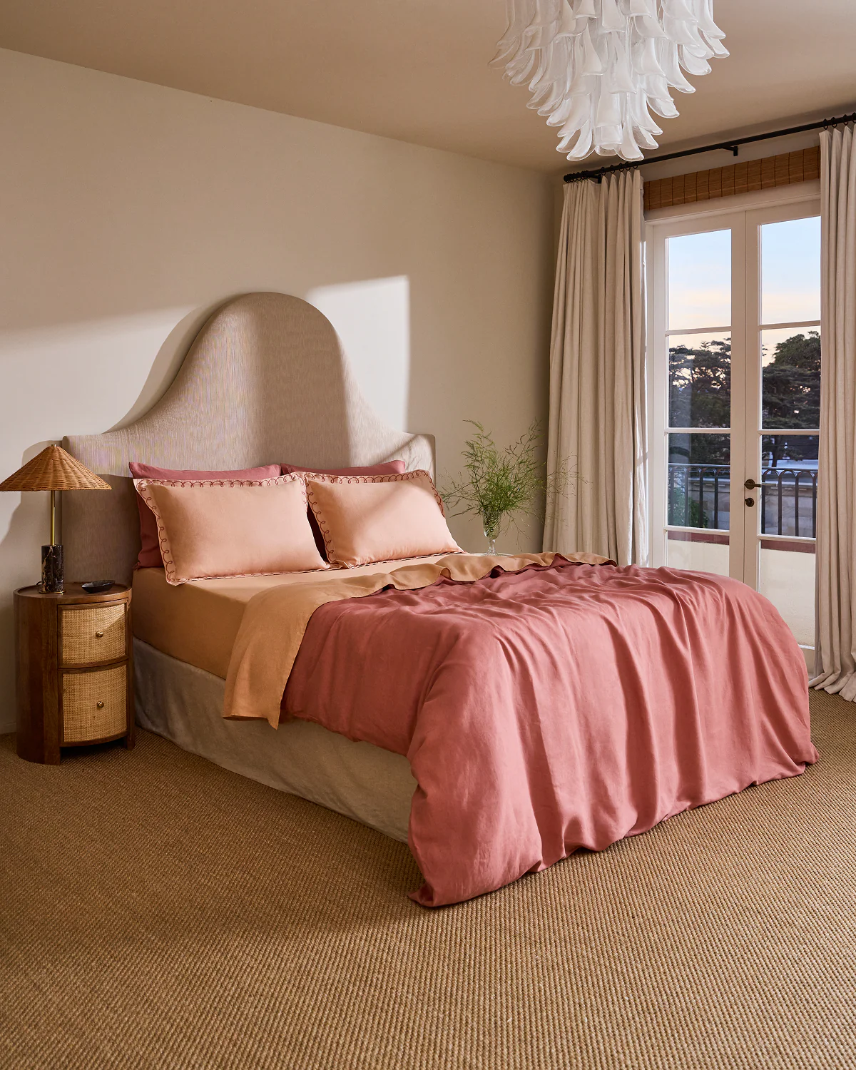 Terracotta & Pink Clay 100% French Flax Linen Swirl Pillowcases (Set of Two) - Image 2