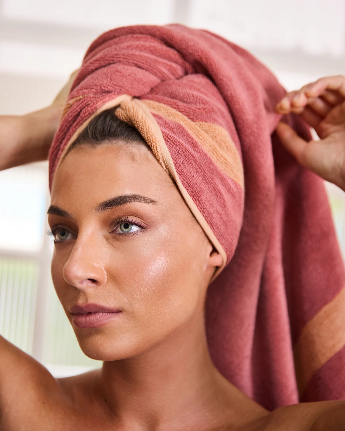 Terracotta & Pink Clay Two-Toned 100% Cotton Terry Bath Towels (Set of Two) - Image 3