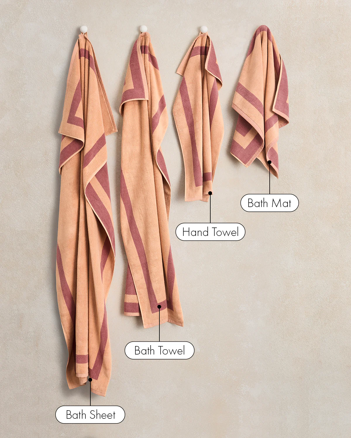 Terracotta & Pink Clay Two-Toned 100% Cotton Terry Bath Sheets (Set of Two) - Image 8