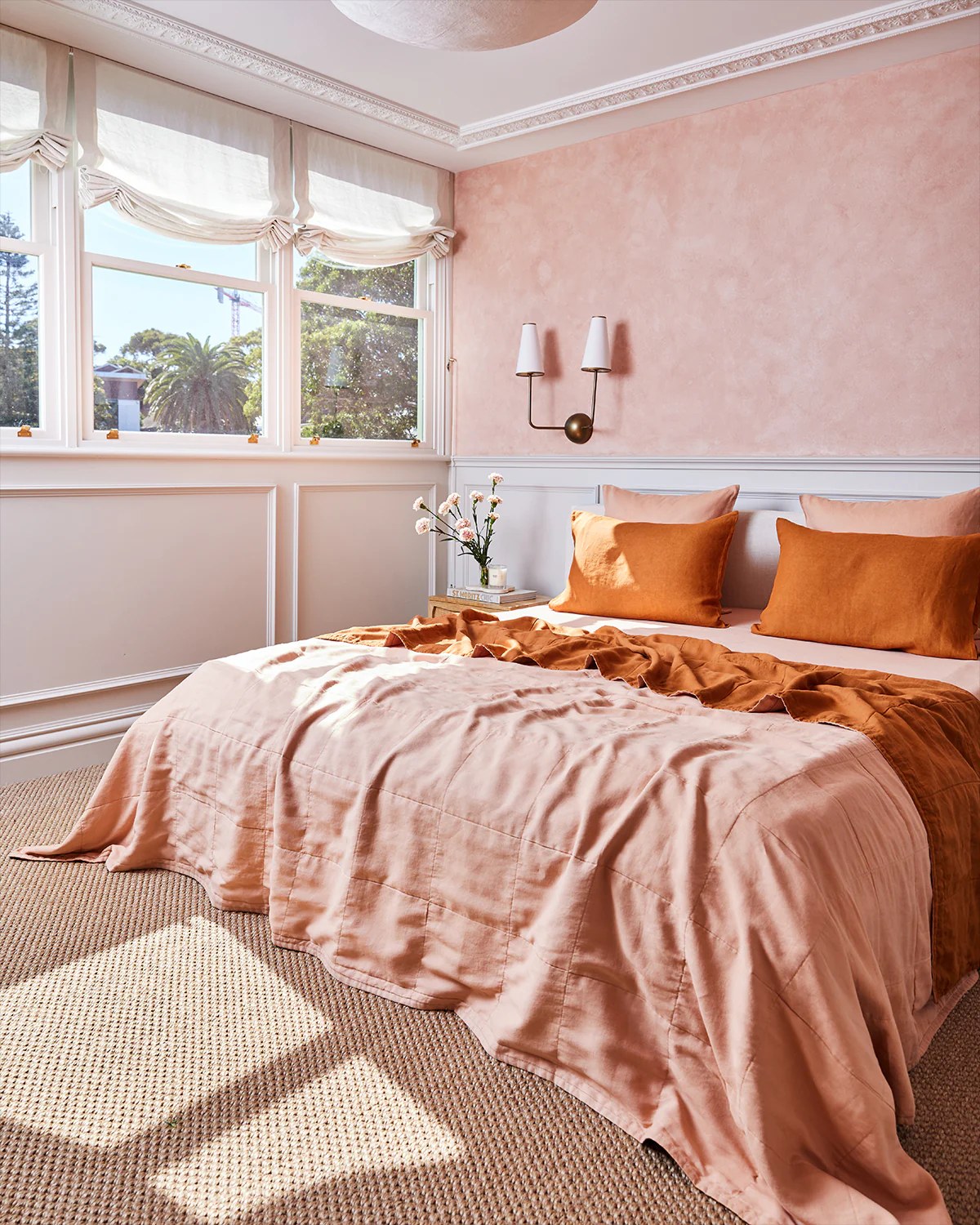 Terracotta & Rust 100% French Flax Linen Quilt Set - Image 6